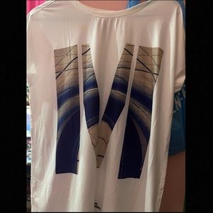 White tee with letter M